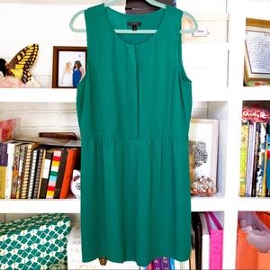 J.Crew Sleeveless Emerald Green Button Down Dress